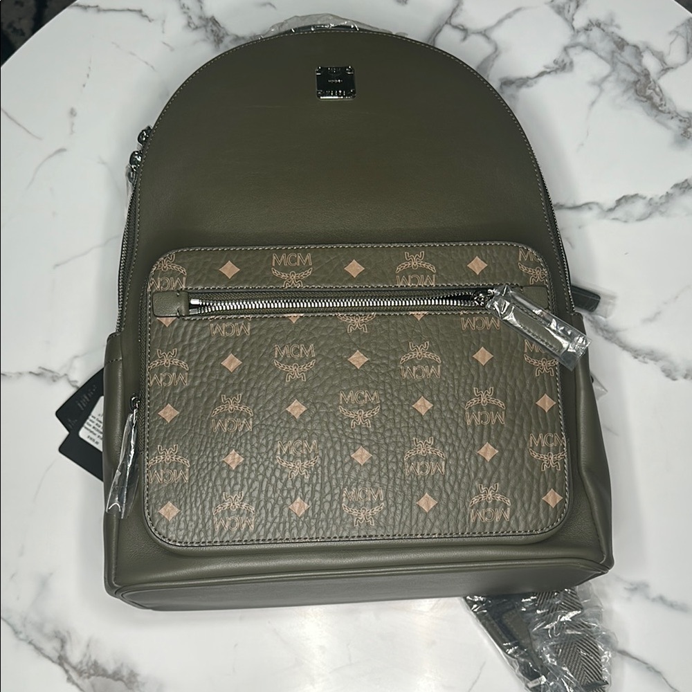MCM Olive Green Backpack